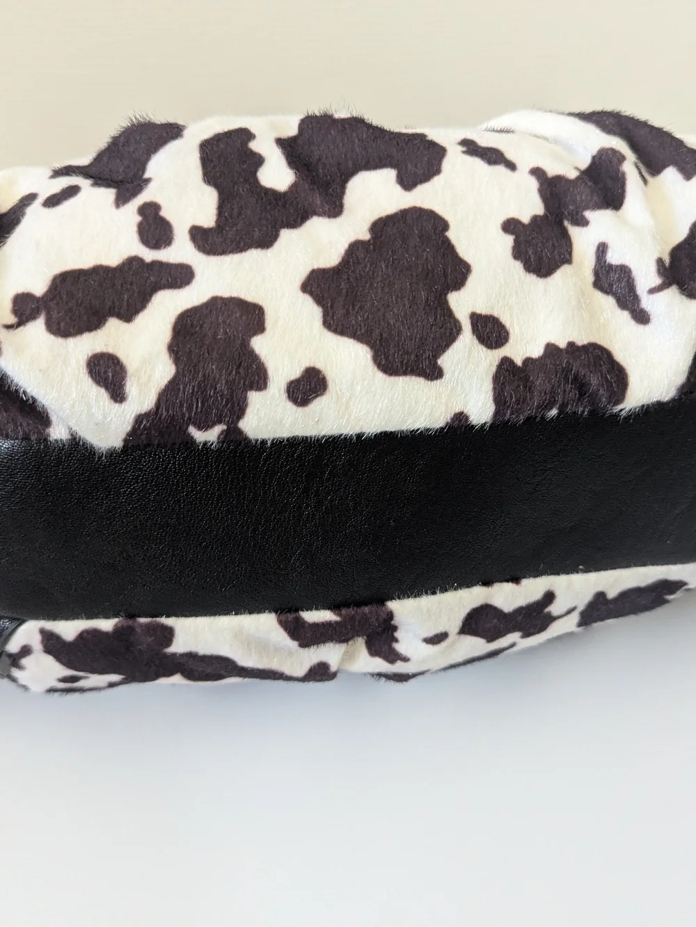 Juicy Couture Romance Cow Print Faux Fur Hobo Shoulder Bag Liquorice/White Y2k